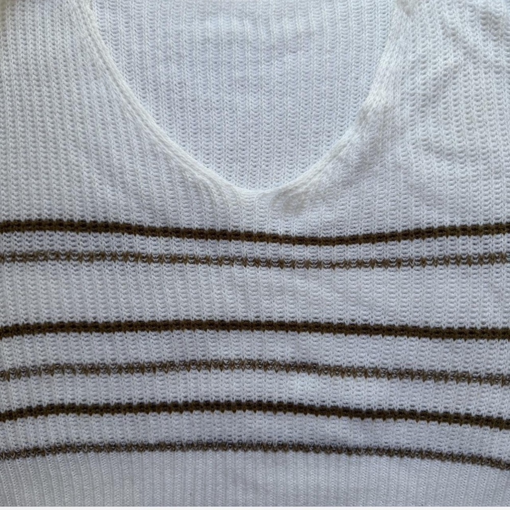 SHEIN White and Brown Striped Crop Top